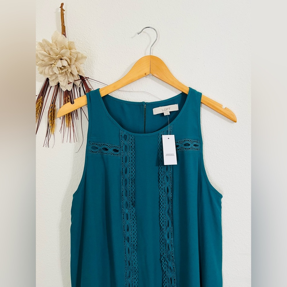 LOFT Women's Lace Trim Flounce Dress Size Medium NWT - Picture 4 of 10